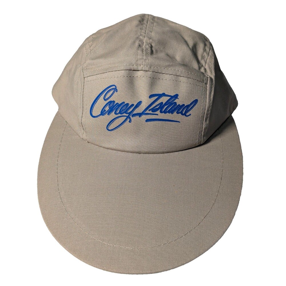 Vintage Coney Island Hat Cap Long Bill 5 Panel Green Underbrim Snapback NOS